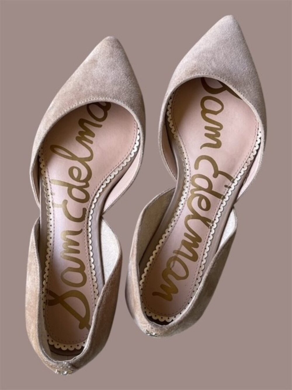 Sam Edelman Rodney D'Orsay Flats Slip on Pointed Toe Beige Suede